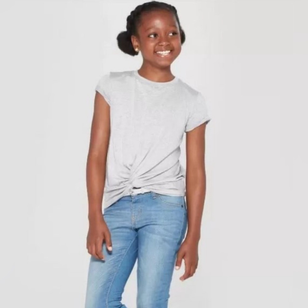 Art Class XL Shirt Girls' Twist Tie Gray Tee NEW!